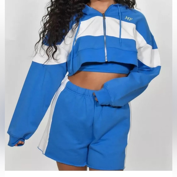 Mayfair Group Other - MAYFAIR 2 PC SET Hoodie Cropped + Sweatshorts Everyone Else Isn't You Size S/XS